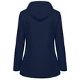 thumbnail image 2 of Pxiakgy winter coats for women Women Solid Rain Outdoor Plus Waterproof Hooded Raincoat Windproof Jacket Coat coat for women Navy Blue + 5XL, 2 of 6