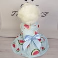 thumbnail image 6 of Guiexla Pet Dress Summer Sweet Ribbon Bowknot Watermelon Strawberry Fruit Print Sleeveless Two-legged Small Medium Dog Puppy Cat Outfit Clothes Pet Supplies, 6 of 7