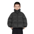 thumbnail image 2 of Kids Stand Collar Down Jacket, Boys & Girls Regular Length Warm Winter Coat with Triple Protection, Cold Proof Puffer Outerwear for Cold Weather Grey, 2 of 5