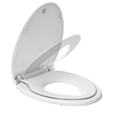 Round Toilet Seat with Built in Toddler Potty Training Toilet Seat, Slow Close & Magnet, White