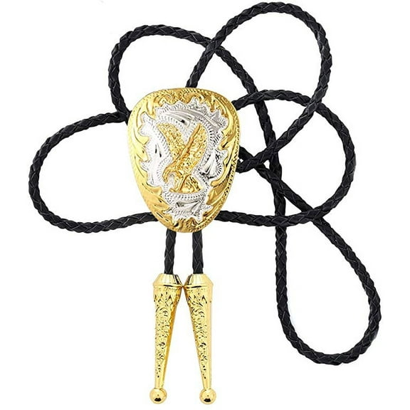 Vintage White Crack Triangle Bolo Tie for Men with Silver Bolo Tie Tips