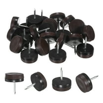Uxcell 24-Pack Furniture Sliders, 1" Nail-on Chair Leg Protectors for Hardwood Floors/Table/Chair/Wooden Floors [Brown]