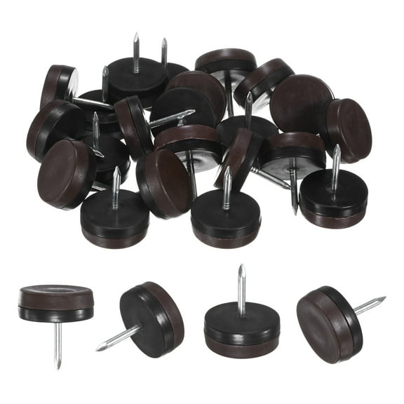 Uxcell 24-Pack Furniture Sliders, 1" Nail-on Chair Leg Protectors for Hardwood Floors/Table/Chair/Wooden Floors [Brown]