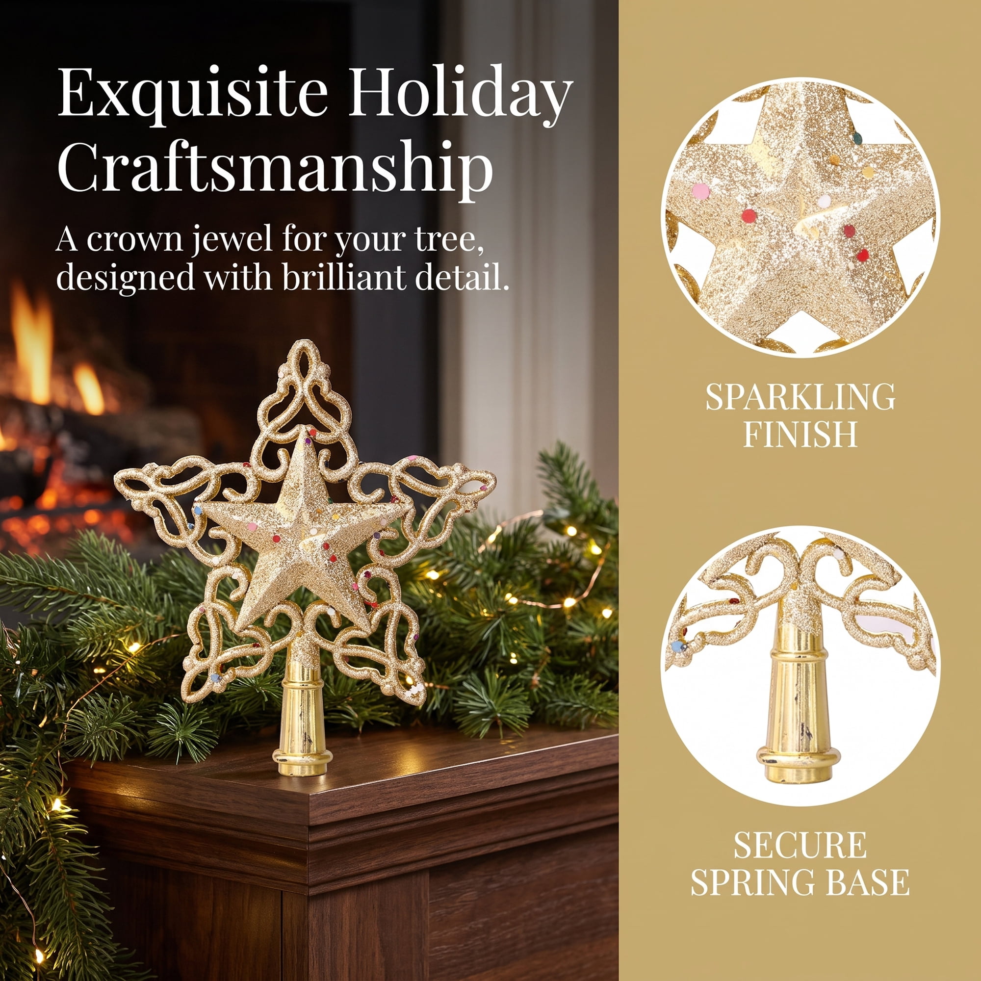 Unique Bargains Openwork Glittering Star Luxury Radiant Spring Mount Accent Star 6.3"