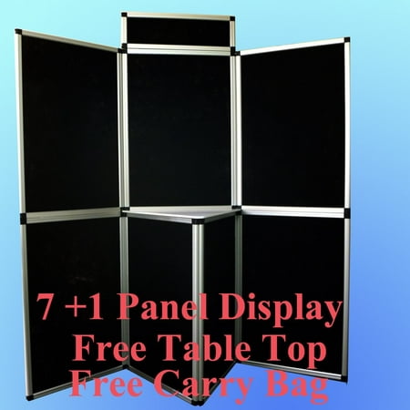 DSM® 6' 7+1 Black/ Blue 2 Face Panel Header Trade Show Display Presentation Tabletop 6ft 3 Panel Folding HooK and Loop