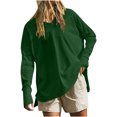 thumbnail image 2 of Tumotour Pullover Sweatshirts For Women V-Neck Long Sleeves Tops With Thumb Holes Casual Solid Color Loose Tee Shirts Y2K Outfits Sweatshirts, 2 of 8