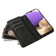 thumbnail image 4 of Zipper Wallet Case for Samsung Galaxy A32 5G Large Capacity Card Slots Holder Magnet Clasp Cover, Luxury PU Leather Anti-Shock Flip Folio Case with Kickstand Wrist Strap Handbag Protective Case,Black, 4 of 8