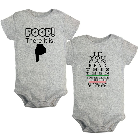 iDzn Pack of 2, You're Close Enough To Change My Diaper & Poop There It is Funny Rompers For Babies, Newborn Baby Unisex Bodysuits, Infant Jumpsuits, Toddler 0-24 Months Kids One-Piece Oufits