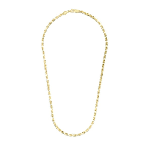 JewelStop 14k Yellow Gold 20in 5mm Diamond-Cut Rope Chain with Lobster Clasp