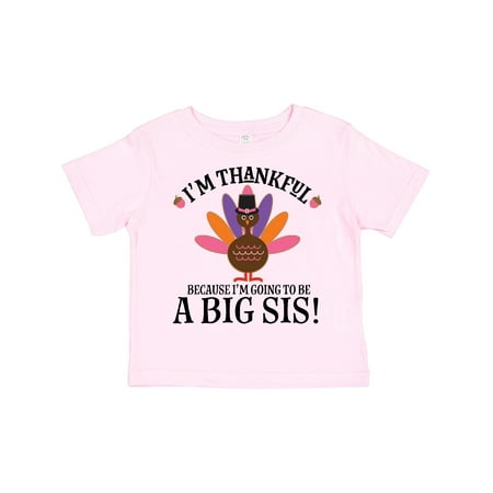 

Inktastic Thanksgiving Big Sis Announcement Turkey Gift Toddler Toddler Girl T-Shirt