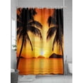 thumbnail image 5 of Tropical Shower Curtain, Coconut Beach Sunset Bathroom Decor Curtains Set with Hooks, Orange Gold Yellow Waterproof Fabric Home Accessories， 72 X 78 Inch Long, 5 of 6
