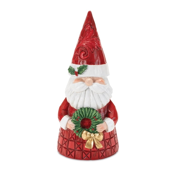 Melrose Santa with Wreath Christmas Figurines - 8.5" - Red and White