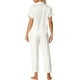 thumbnail image 3 of Conjunto de pijama de 2 piezas para mujer INSPIRE CHIC, camisa de satén de botones cortos con pantalones largos, S, blanco, 3 of 6