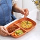 thumbnail image 4 of Platos de Cena Divididos para Adultos | Platos de Plástico Reutilizables con Compartimentos y Control de Porciones | Material de Paja Azul y Naranja | Apilables y Ligeros para Acampar, Viajar, Autoca, 4 of 6