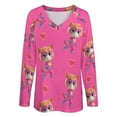 thumbnail image 4 of Super Kitties Womens T Shirts V Neck Long Sleeve Tops Causal Loose Summer T-Shirts L, 4 of 7