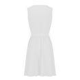 thumbnail image 6 of Sakmal White Summer Dresses for Women 2024 Mid-Length Notch Neck Solid Tie Pleated Sleeveless A-Line Dress, 6 of 6