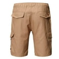 thumbnail image 4 of Men's Multi Pockets Cargo Shorts Drawstring Waist Casual Hiking Work Shorts Streetwear Khaki,XL, 4 of 5