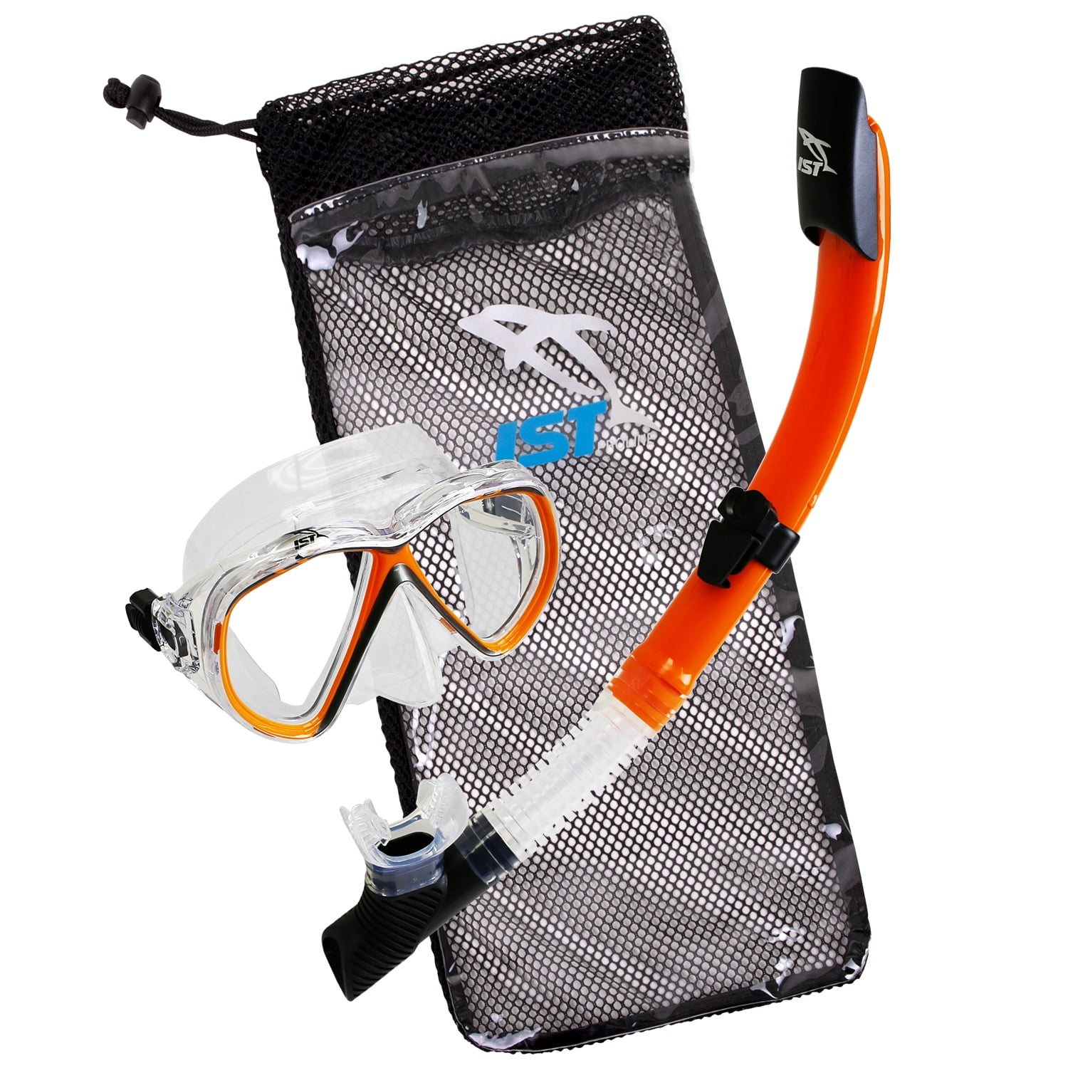 IST Compact Snorkeling Combo Set Shatterproof Mask, Semi Dry Top