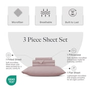 Modern Threads 3-Piece Solid Microfiber Adult Sheet Set, Cameo Rose, Twin