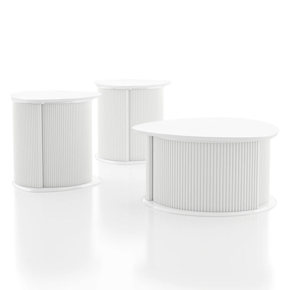 ENITIAL STAR Elara Wood 3-Piece Coffee Table and End Table Set in White