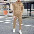 thumbnail image 2 of Curuila Sweatsuits Mens 2 Piece Outfit With Pocket Long Sleeve Letter Print Hooded Sweatshirt With Sweatpants Everyday Wear Comfort Tracksuit Size 2Xl, 2 of 5