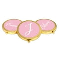 thumbnail image 4 of Koyal Wholesale Gold Compact Mirror Bridesmaid's Wedding Gift, Blush Pink, Monogram Letter J, 1-Pack, 4 of 5