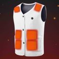 thumbnail image 5 of WREESH Heated Vest for Women, Lightweight Fleece Electric Heated Jacket Sleeveless V-Neck Button Up Top Usb Charging 16 Heating Zones Vest for Hunting (No Battery) White, 5 of 9