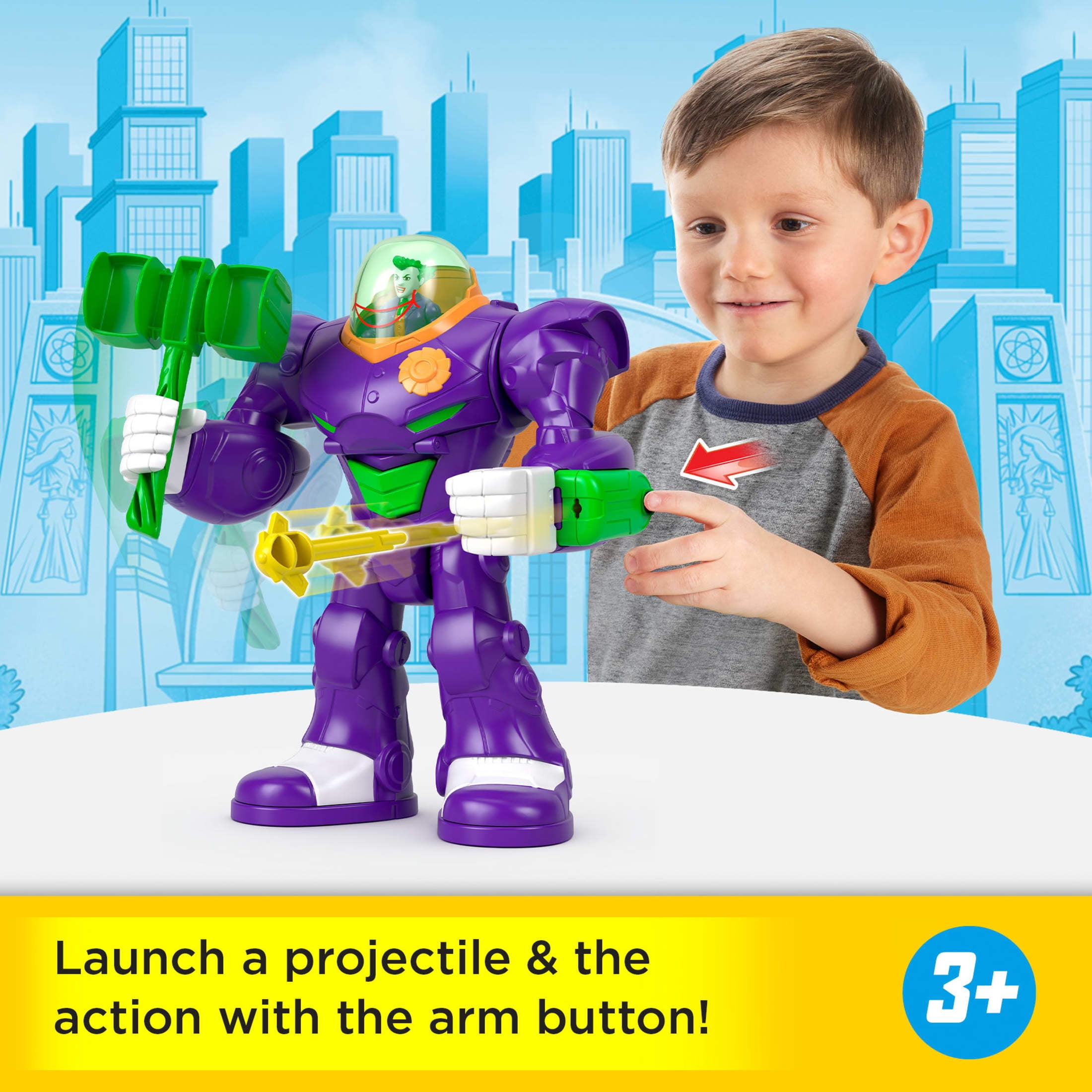Fisher-Price Imaginext DC Super Friends The Joker Hammer Mech with Launcher, Action Figure & More