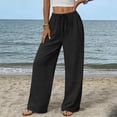 thumbnail image 5 of Nhthy Women's Summer Casual Straight Leg Long Pants, Solid Loose Fit Breathable Full Length Trousers for Everyday Outfits Black XXXL, 5 of 9