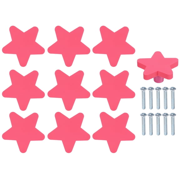 Uxcell 10 Pack Cabinet Knobs, 48.5x22.5mm Plastic Cute Dresser Pulls Cartoon Soft Rubber Drawer Handle Pulls with Screws for Bedroom Cupboard Closets Bookcase Kitchen, Star, Pink