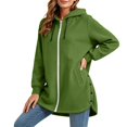 thumbnail image 3 of Women Hoodie Jacket Sevevn Hooded Full Zip Longline Fit Fleece Fabric Side Snap Buttons Side Pockets Long Sleeve Outerwear For Daily Casual Wear, 3 of 9