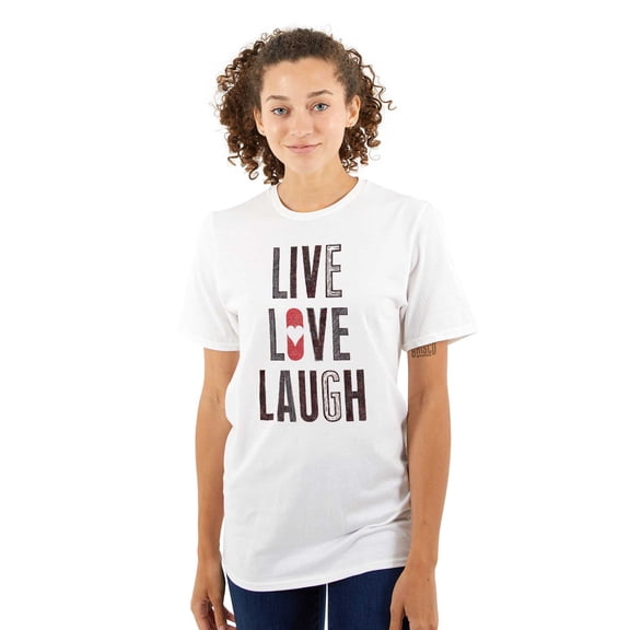Live Love Laugh Valentines Day Hearts Women's Graphic T Shirt Tees Brisco Brands M