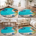 thumbnail image 4 of Round Area Rugs 3.3Ft, Summer Pool Non-Slip Washable Circle Rugs Carpet, Tropical Botanical Swimming Ring Indoor Outdoor Rug Floor Mats Throw Runner for Bedroom Living Room Bathroom, 4 of 8