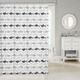 thumbnail image 2 of Manfei Cartoon Shark Shower Curtain 72Wx84L, Simple Abstract Wave Bathroom Shower Curtain, White Gray, 2 of 5