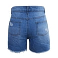 thumbnail image 4 of Ripped Denim Shorts Women's Summer Denim Shorts Light Wash Distressed Mid Waisted Frayed Hem Ripped Jean Shorts Casual Hot Pants Dark Blue M, 4 of 7