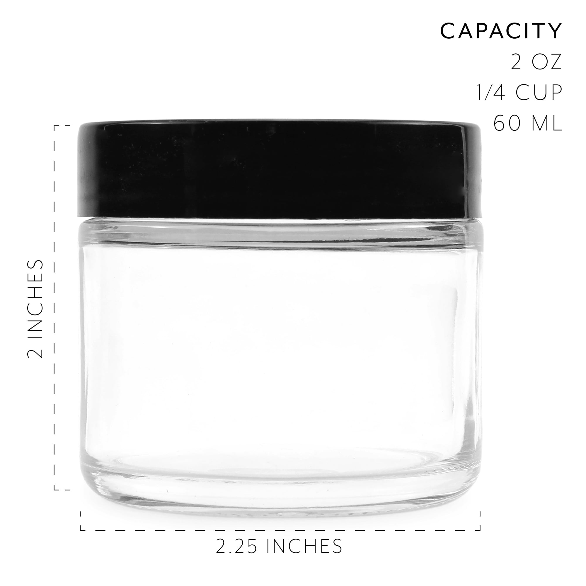 Pinnacle Mercantile 2 oz Glass Jars Containers Spice Straight Sided with  White Metal Lids 24 ct