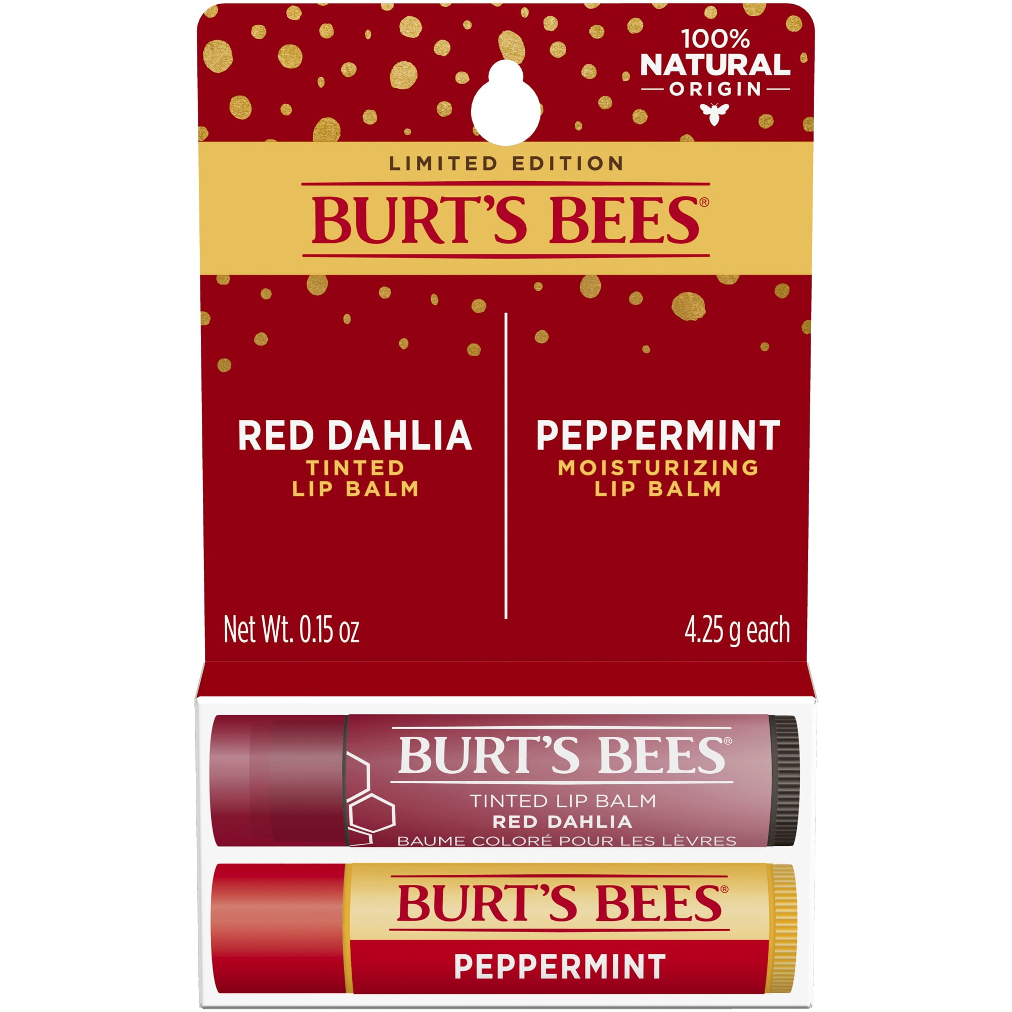 Burt's Bees Holiday Gift Set, Peppermint Lip Balm and Red Dahlia Tinted