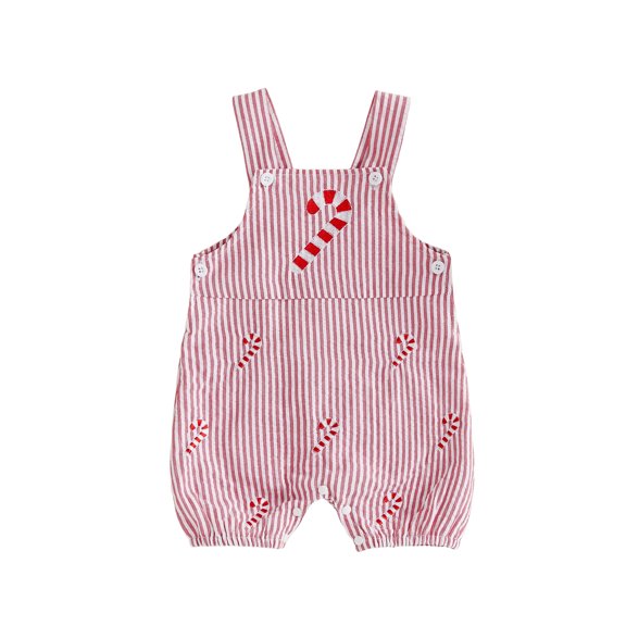 RUINIXCW Newborn Baby Boy Christmas Outfit Infant Boys Romper Overalls Xmas Clothes Striped Cute Embroidery Sleeveless Jumpsuit Shorts