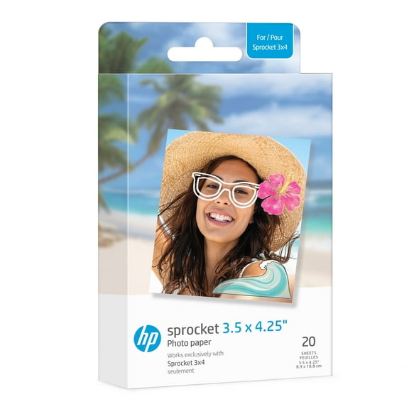 HP Sprocket 3.5 x 4.25” Zink Sticky-Backed Photo Paper (20 Pack) Compatible with HP Sprocket 3x4 Photobooth and Photo Printer
