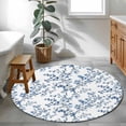thumbnail image 3 of Round Rug 3.3Ft Washable Non-Slip, Navy Blue Spring Floral Circle Area Rugs for Living Room Bedroom, Elegant Pastoral Flowers Indoor Floor Mats Carpet Runner for Home Decor Aesthetic, 3 of 8