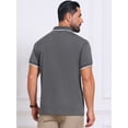 thumbnail image 3 of DARING DIVA Men's Contrast Trim Short Sleeve Button Closure Polo Shirts S Dark Gray, 3 of 7