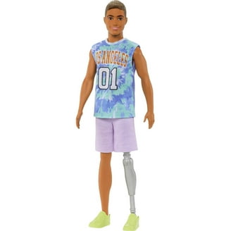 Barbie Fashionistas Ken Pop 227 met outfit geïnspireerd op de Totally Hair Look, bruin haar, korte baard, slank type, 65ste verjaardag, verzamelobject, HRH26