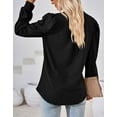 thumbnail image 3 of Alsol Lamesa Womens Boho Jacquard Print V Neck Shirt Blouses Casual Puff Sleeve Tunic Tops Female, 3 of 6
