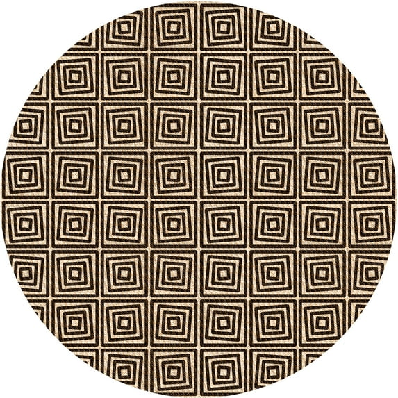 Ahgly Company Indoor Round Patterned Black Bean Brown Area Rugs, 8' Round