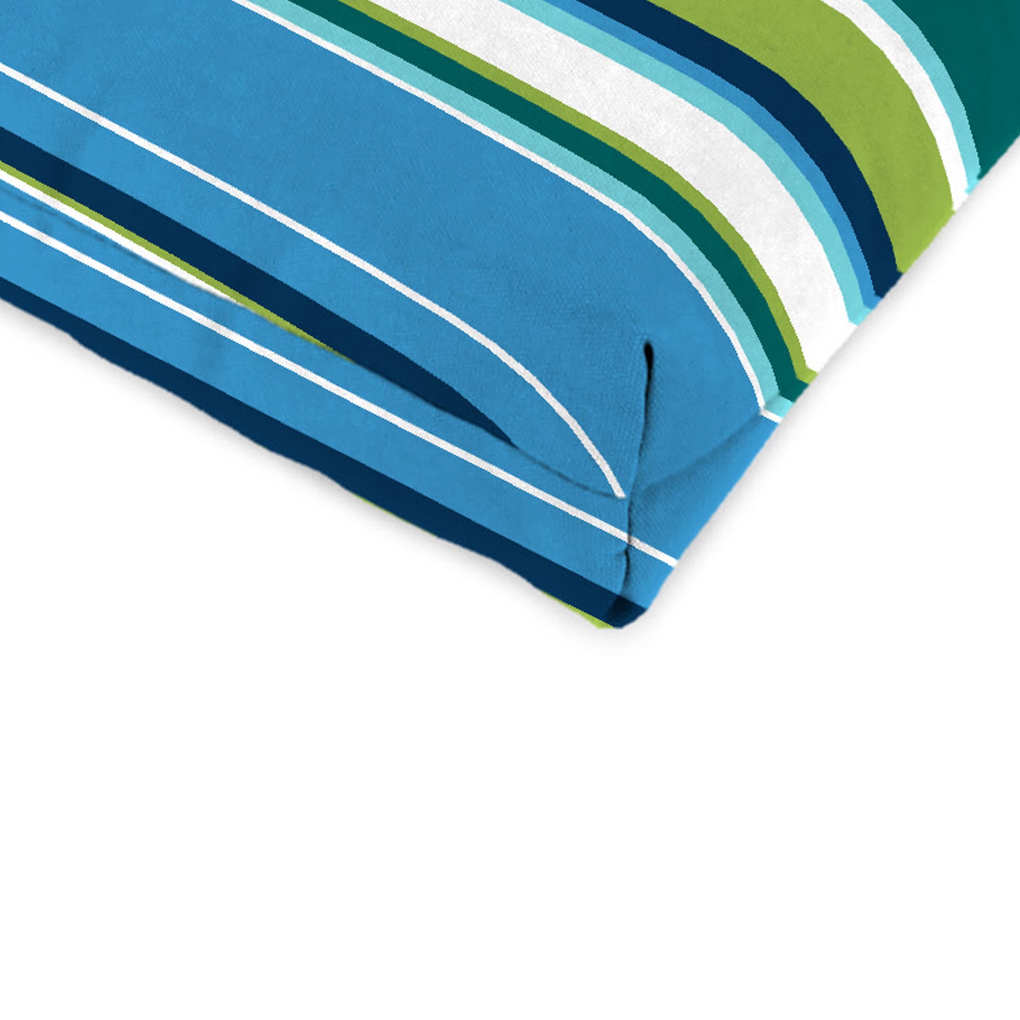 Jordan Manufacturing 44" x 22" Covert Capri Blue Stripe Rectangular Outdoor Chair Cushion with Ties and Hanger Loop