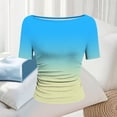 thumbnail image 6 of DeHolifer Women's Tops Casual Plaid Printed Crewneck Short Sleeve Lightweight Summer Trendy Tee Tops Yellow S, 6 of 7