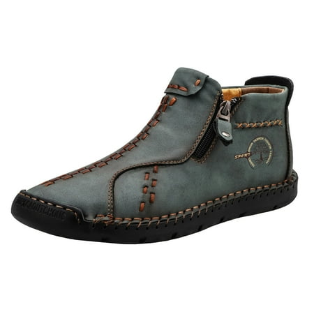 KELINFONG Mens Ankle Chukka Boots Slip on Loafers Mid top Flats Walking Driving Shoes Trendy Casual Shoes