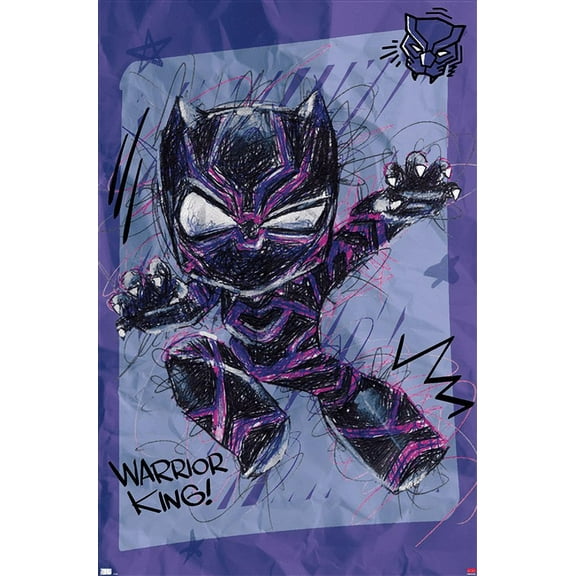 Marvel Black Panther - Scribble Wall Poster, 22.375" x 34"