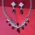 thumbnail image 6 of Bling Jewelry Womens Art Deco Bridal Jewelry Set Large Teardrop Red CZ V Collar Necklace & Earrings, 6 of 6