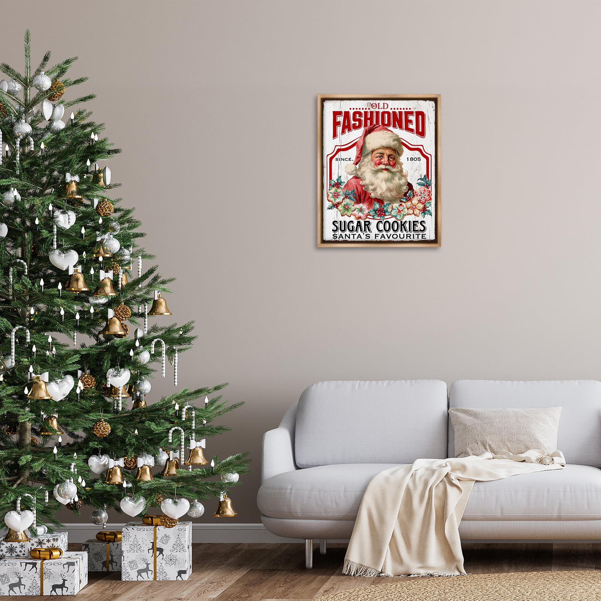 Stupell Industries Old Fashioned Cookies Holiday Painting Brown Floater Framed Canvas Art Prints Wall Art, 25 x 31